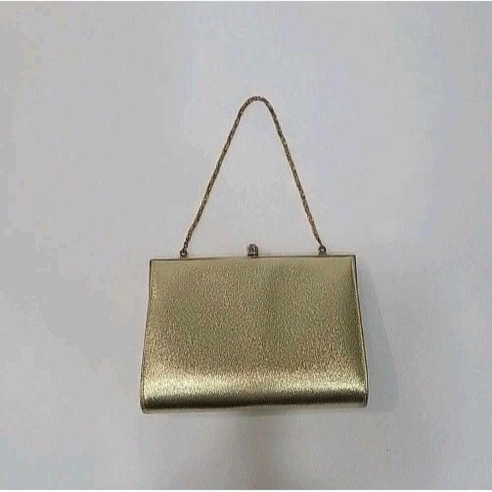 Vintage Nicholas Reich Handbag Mid Century Purse Gold Chain Comb Mirror